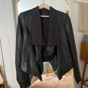 Theory Drape Front Leather and Jersey Jacket